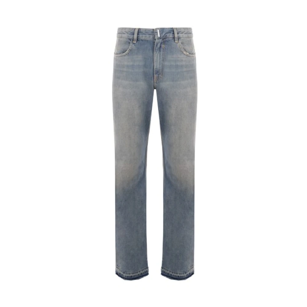Regular-Fit Slitt Jeans i Lysblå Denim