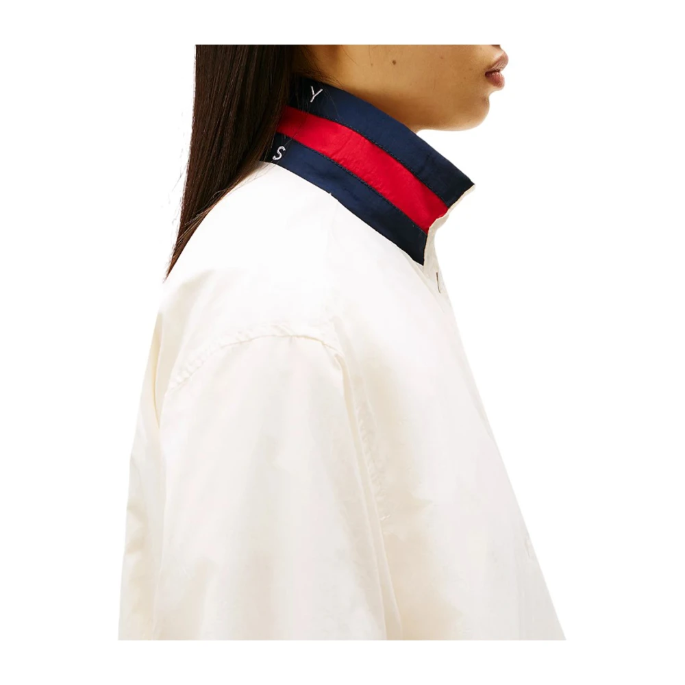 Tommy Hilfiger Nylon Casual Jack met Trechter Kraag White Dames