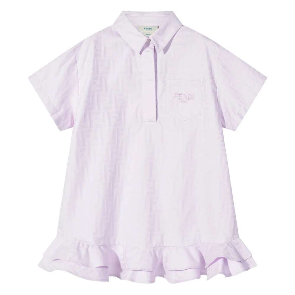 Fendi Girls Purple Dresses, 4 Y, Logo Shirt Dress