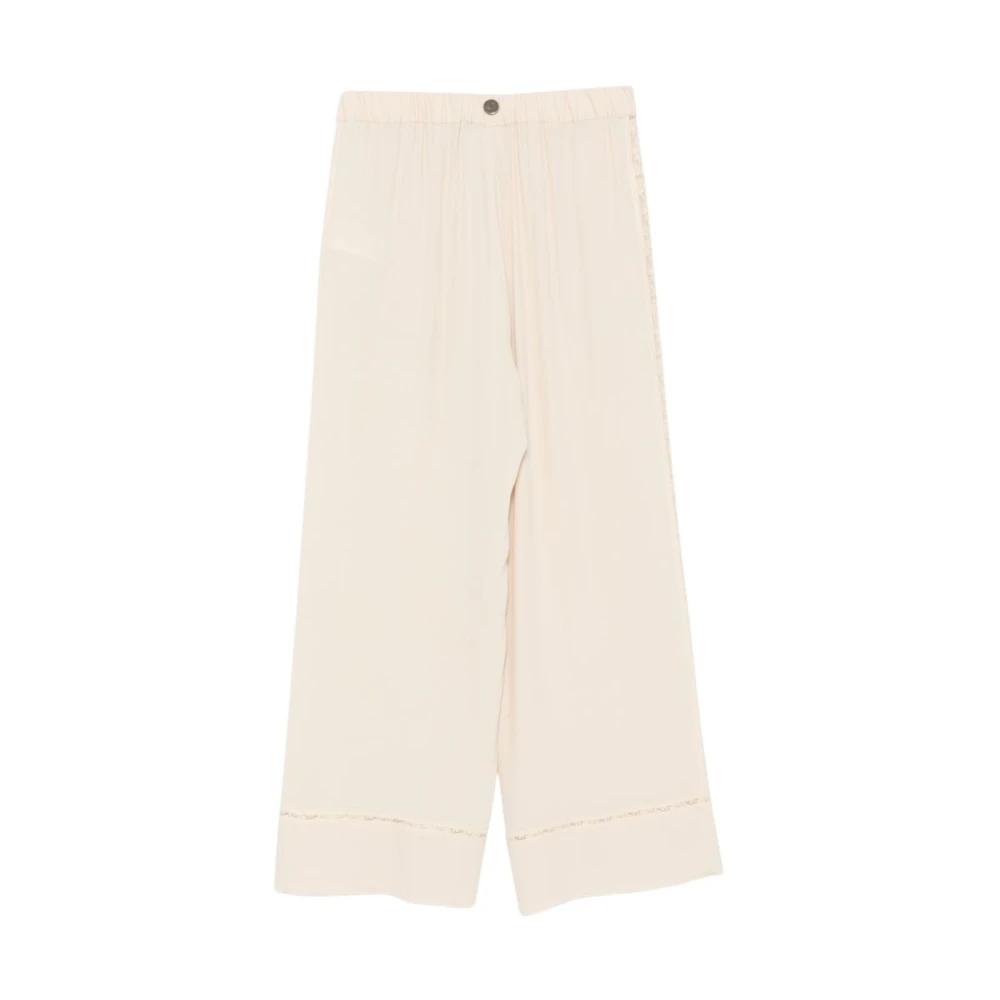 Semicouture White Wide Trousers, Female, Xl, Elle A070