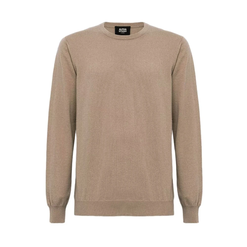 Alpha Studio Wol en Kasjmier Ribtrui Brown Heren