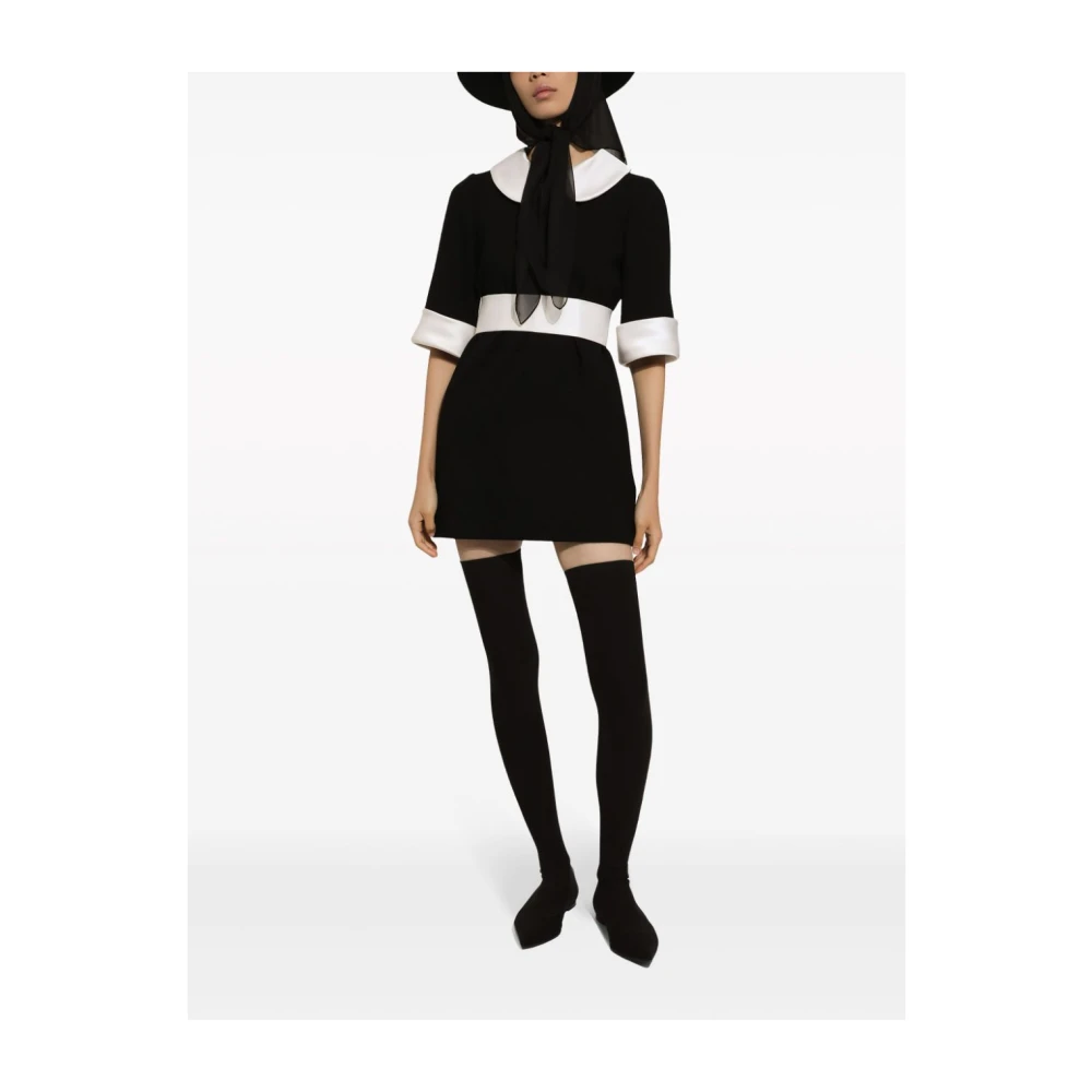 Dolce & Gabbana Zwarte wollen crêpe overhemdjurk Black Dames