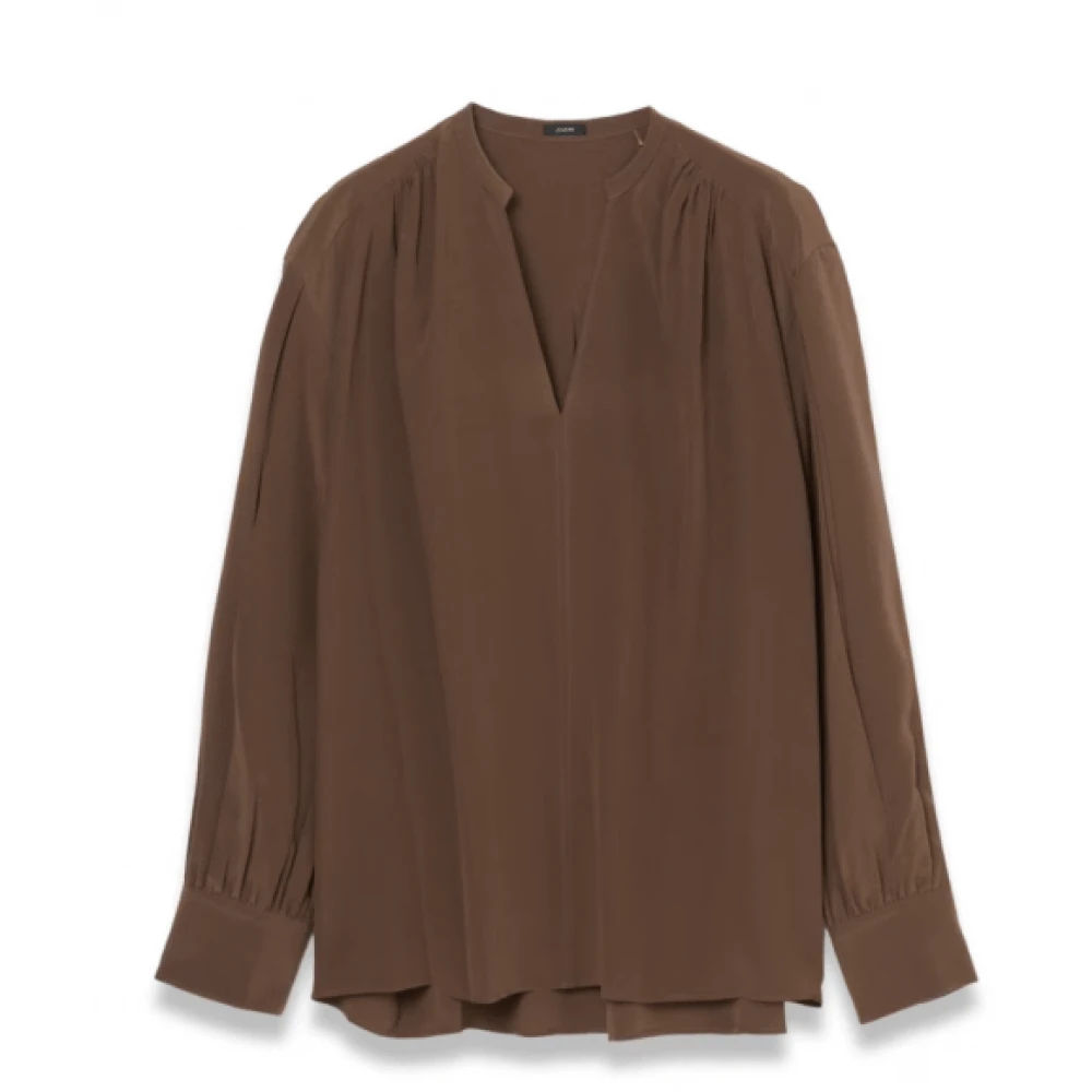 Joseph Elegante Zijden Blouse met V-hals Brown Dames