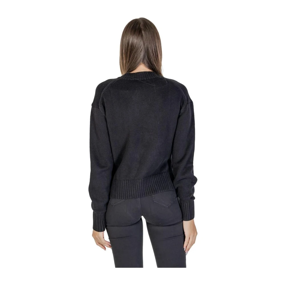 Calvin Klein Jeans Zwarte Katoenmix Gebreide Trui Black Dames