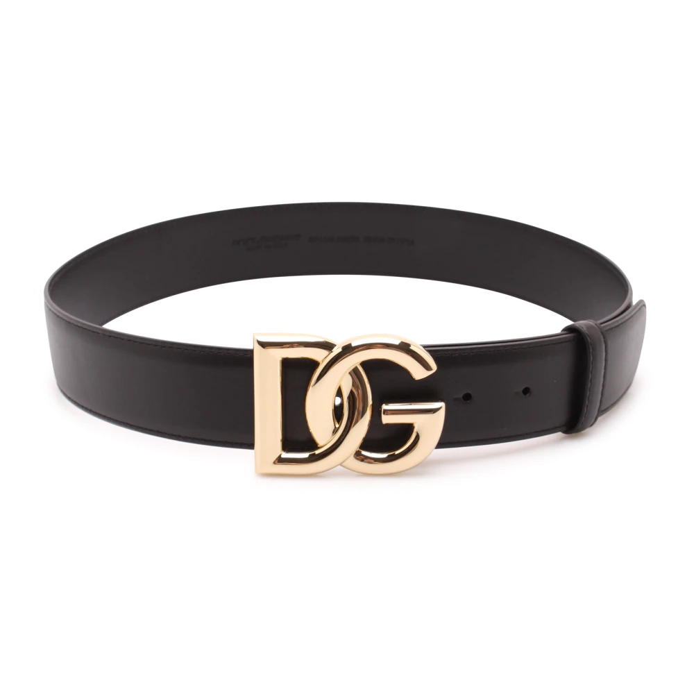 Dolce & Gabbana Kruisende 'Dg' Logo Leren Riem Black Dames