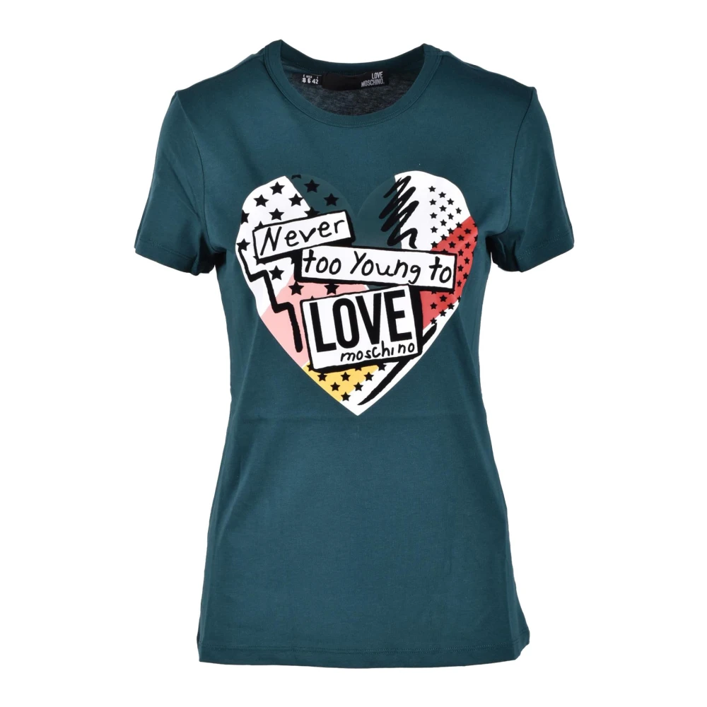 Love Moschino Katoenen T-shirt met Stijlvol Ontwerp Green Dames