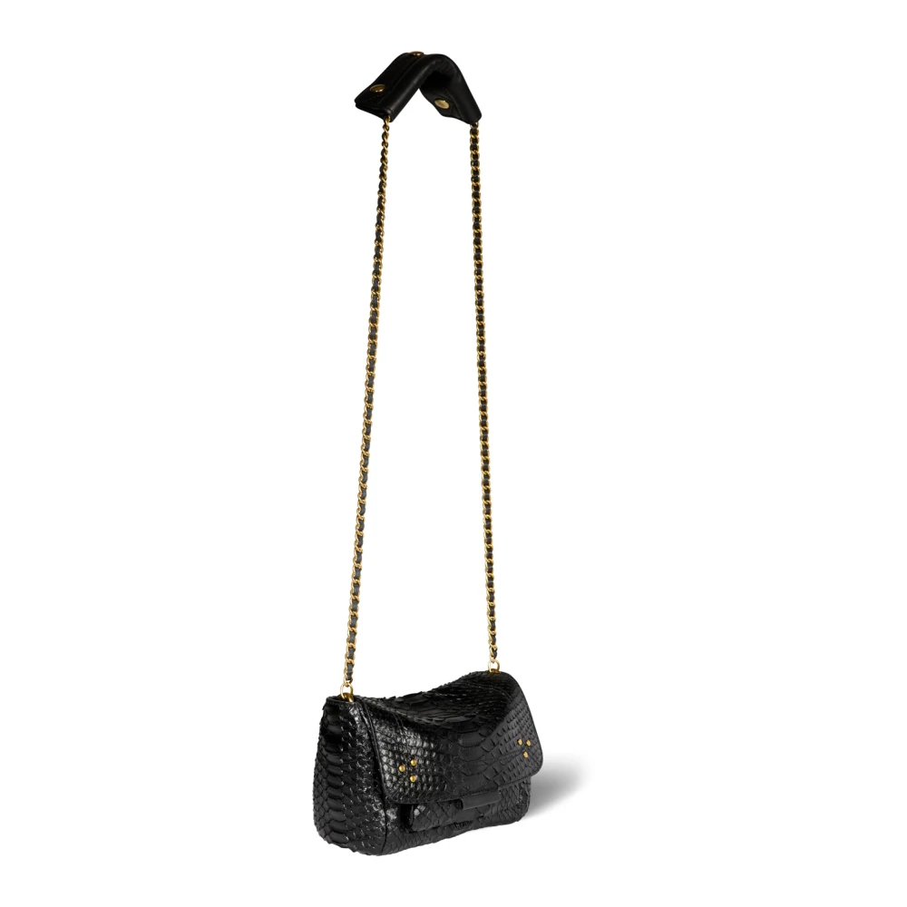Jérôme Dreyfuss Zwarte leren schoudertas met ketting Black Dames