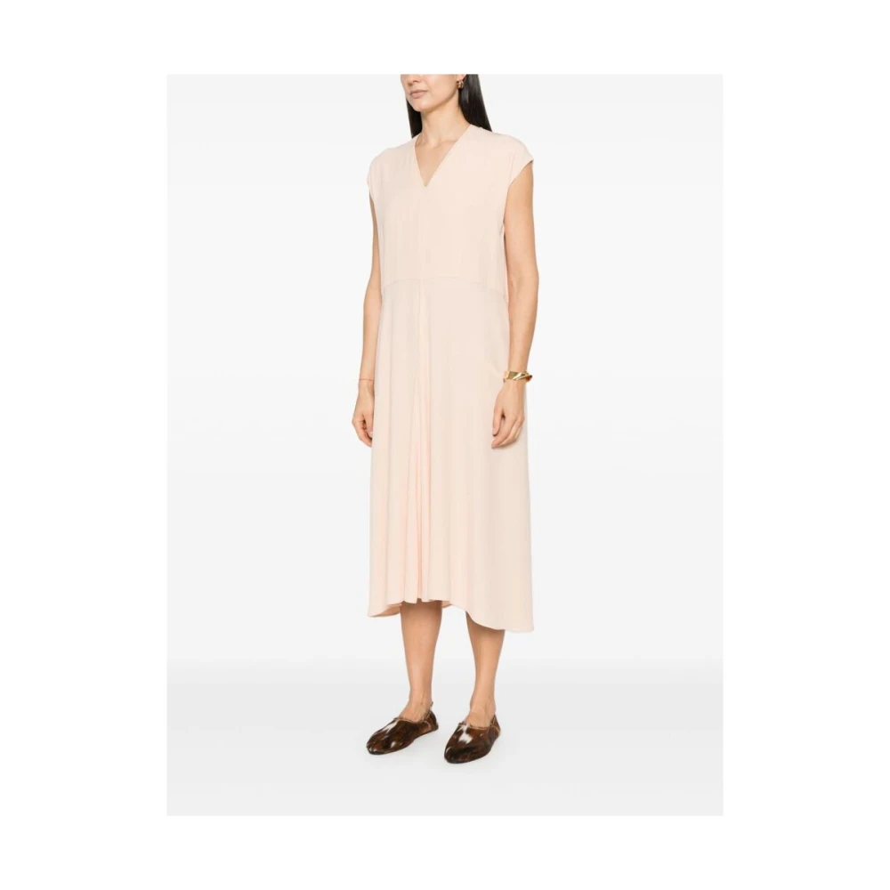 Fabiana Filippi Zalmroze V-hals Jurk met Kralenrand Pink Dames