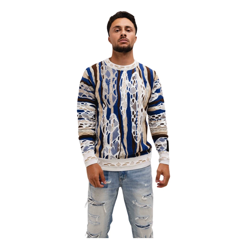 Carlo colucci Beige Heren Sweater Trendy Patroon Multicolor Heren