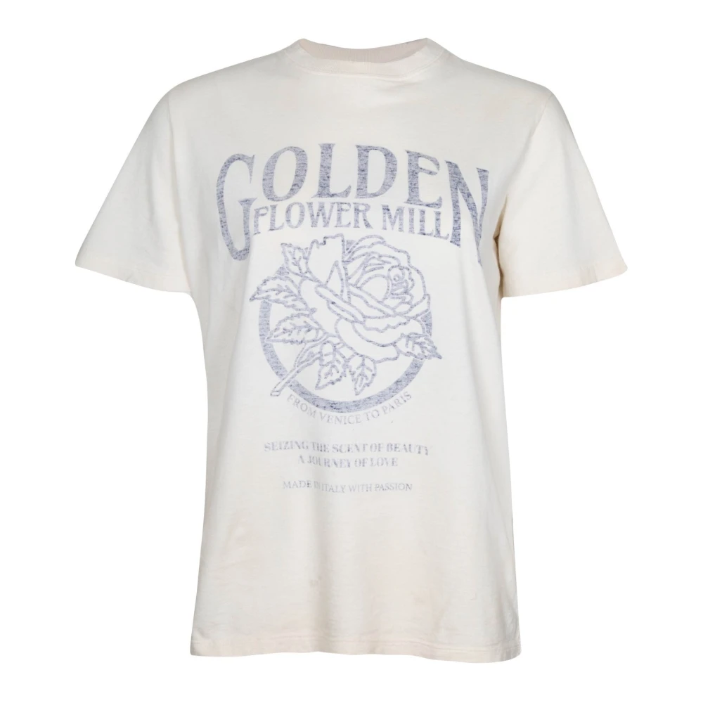 Golden Goose Vintage Wit Crew Neck T-shirt White Dames