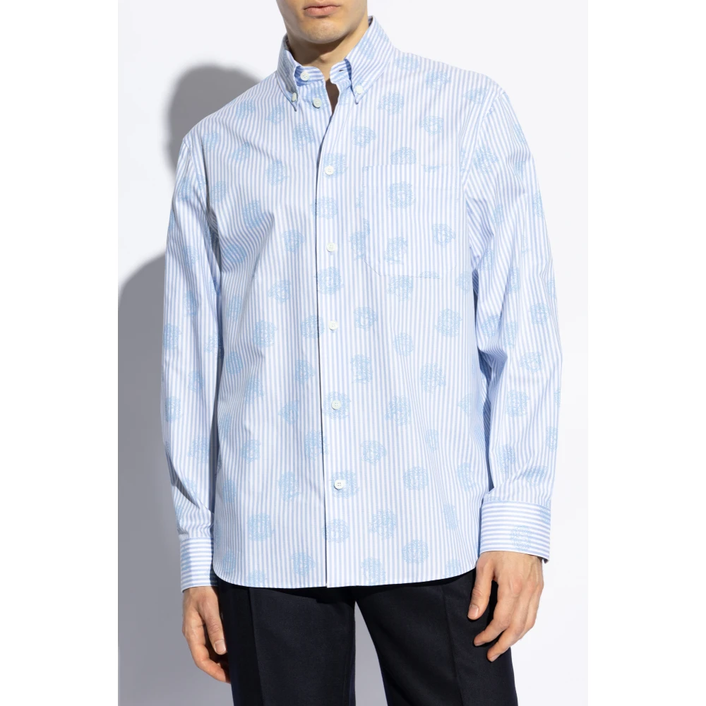 Versace Gestreept overhemd Blue Heren