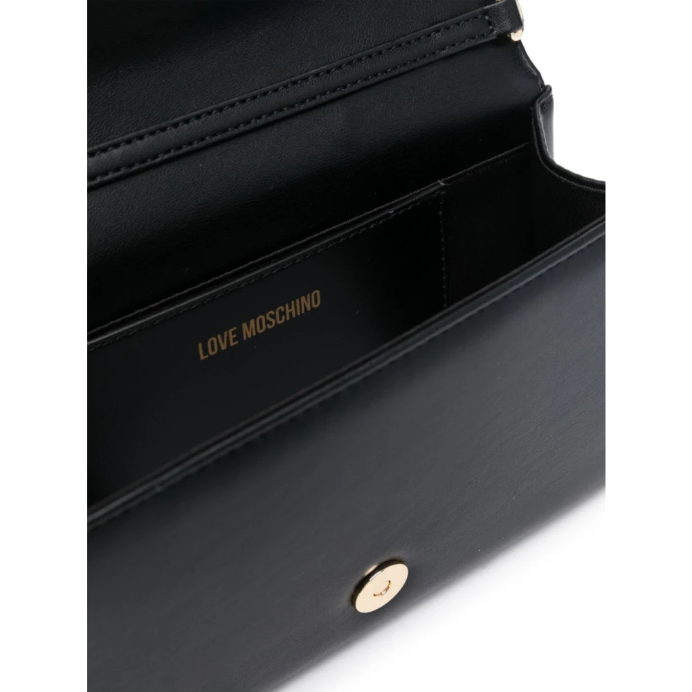Love Moschino Zwarte hart tas met gouden hardware Black Dames