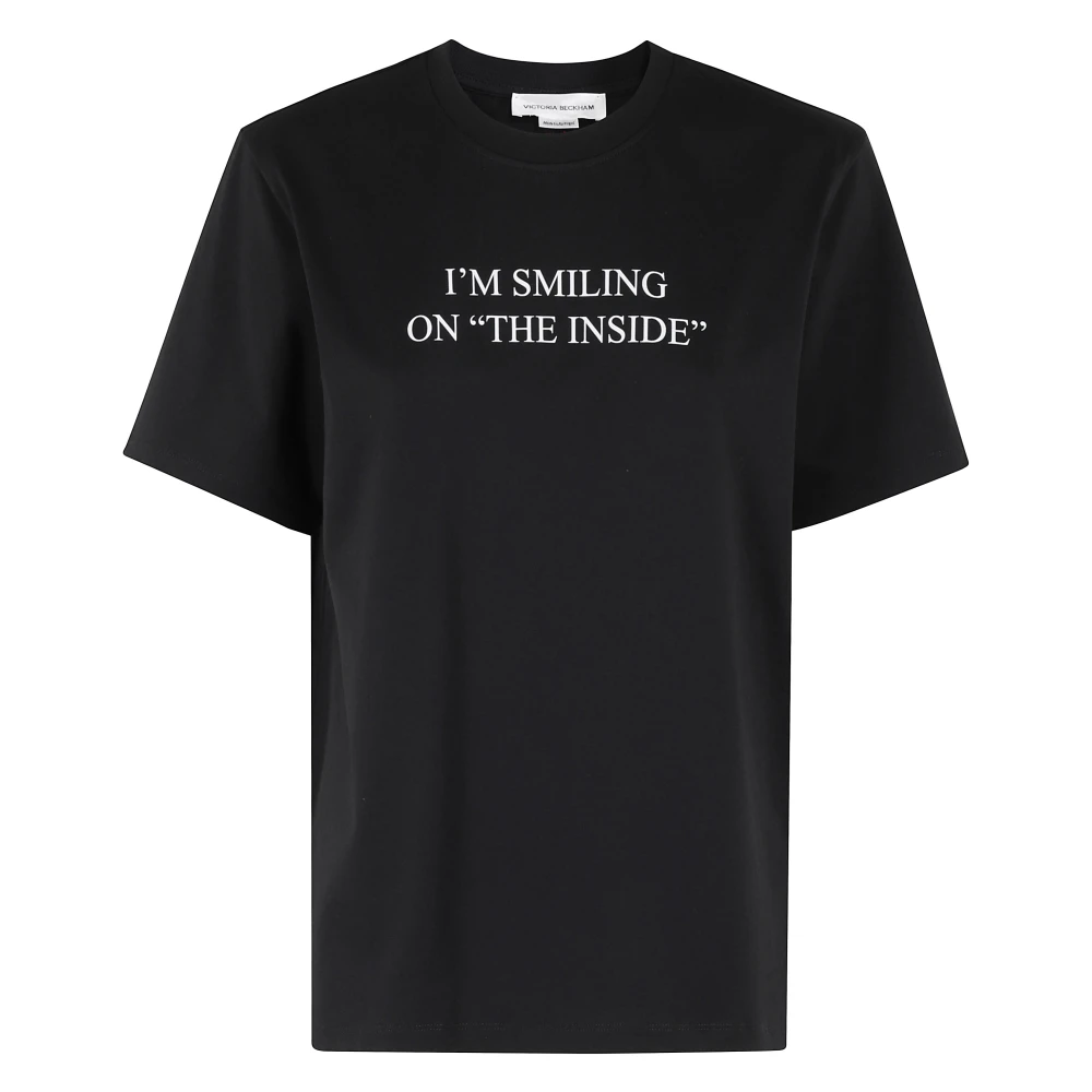 Victoria Beckham Stijlvolle Slogan T-shirt Black Dames