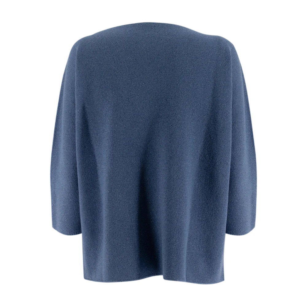 Le Tricot Perugia Lurex Boat-Neck Jumper Blue Dames