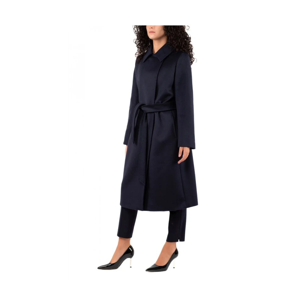 Max Mara Studio Elegante Wollen Jas Blue Dames
