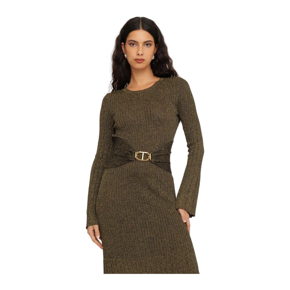 Twinset Casual jurk met viscose samenstelling Brown Dames