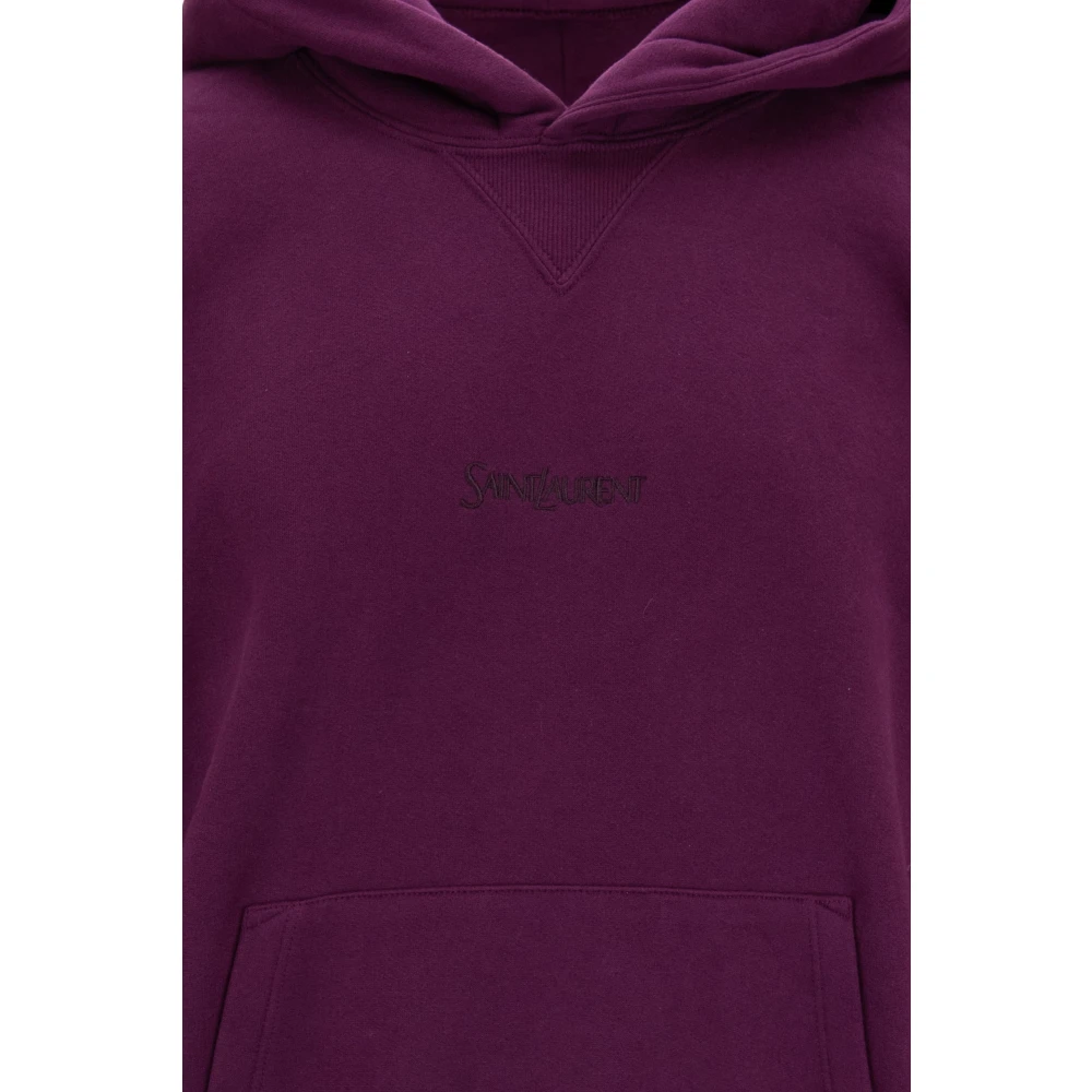 Saint Laurent Hooded Sweatshirt met Borduursel Purple Heren