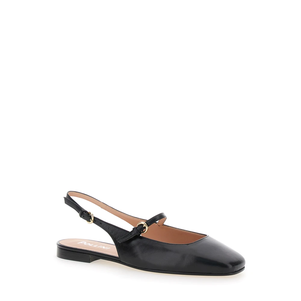 Pollini Zwarte Leren Slingback Ballerina's Black Dames