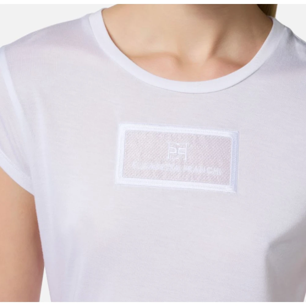 Elisabetta Franchi Jersey T-shirt met vleugelschouders White Dames