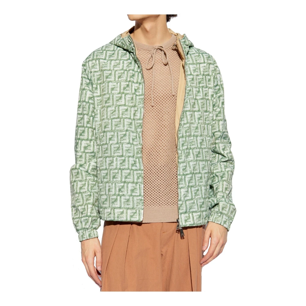 Fendi Omkeerbare Logo Jas Mannen Green Heren