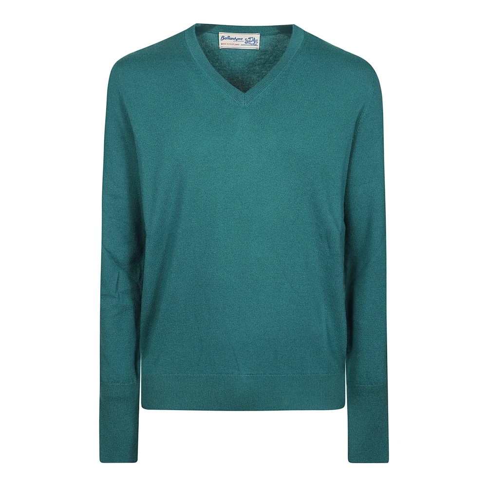 Ballantyne V-hals trui in effen stijl Green Heren