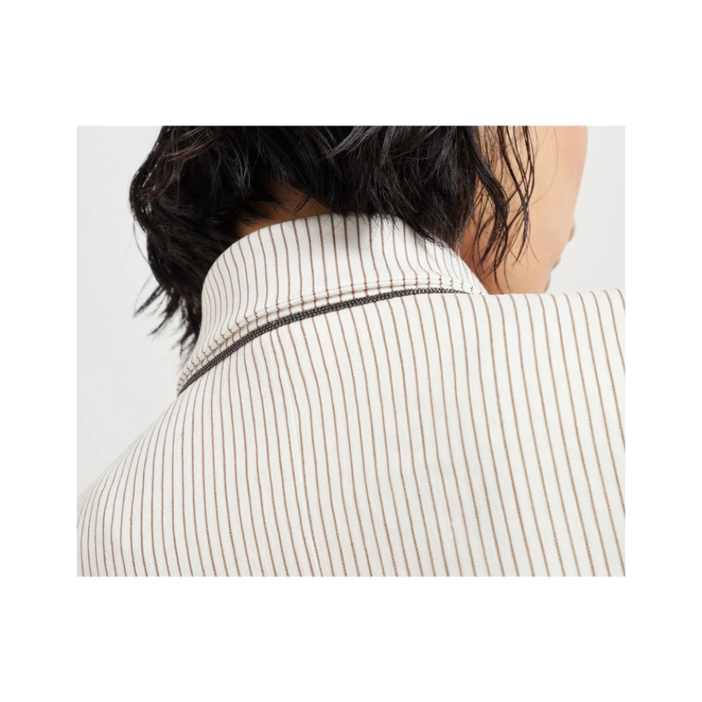 BRUNELLO CUCINELLI Witte Double-Breasted Jas met Zakken White Dames