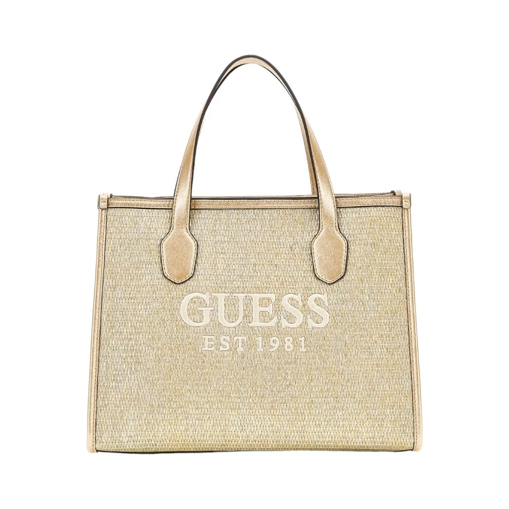 Guess Silvana 2 Compartment Tote Tas Dames Goud Yellow Dames