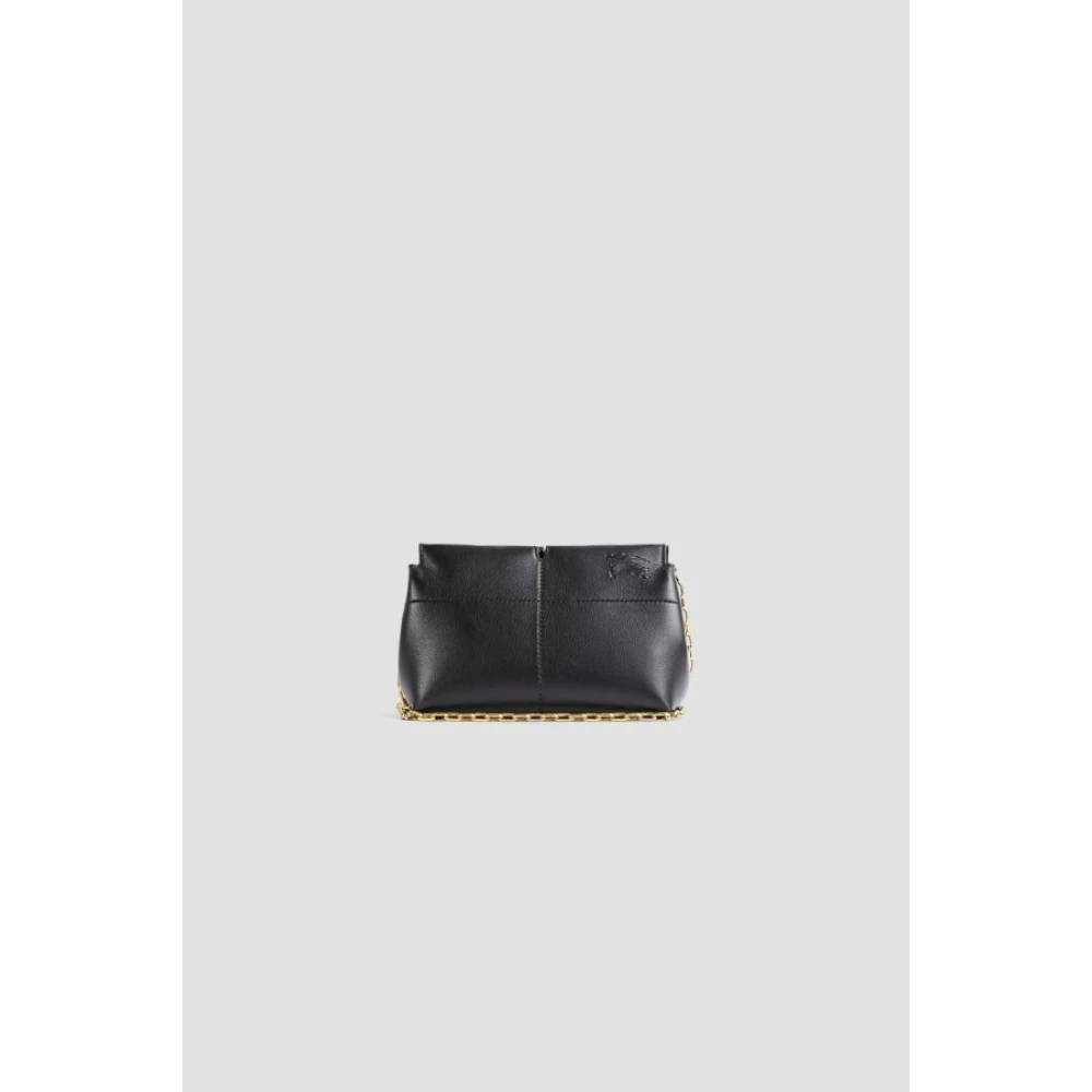 Burberry Zwarte leren ketting Clutch tas Black Dames