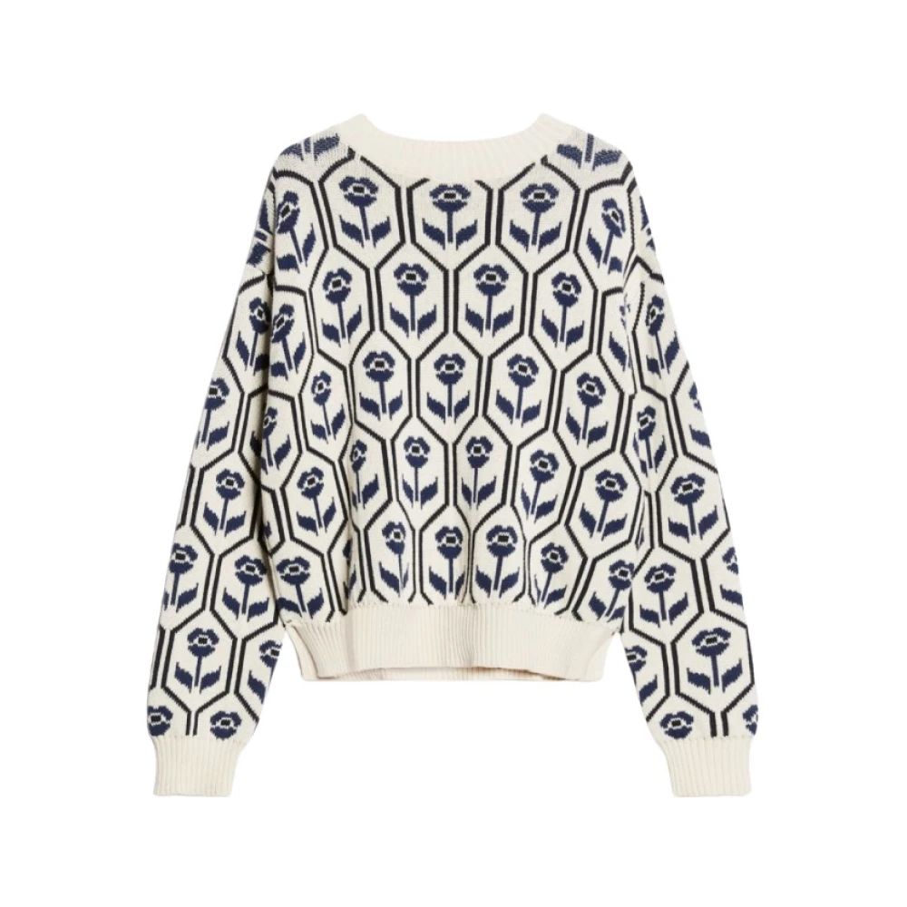 Max Mara Weekend Katoenen Diamant Bloemenpatroon Top White Dames