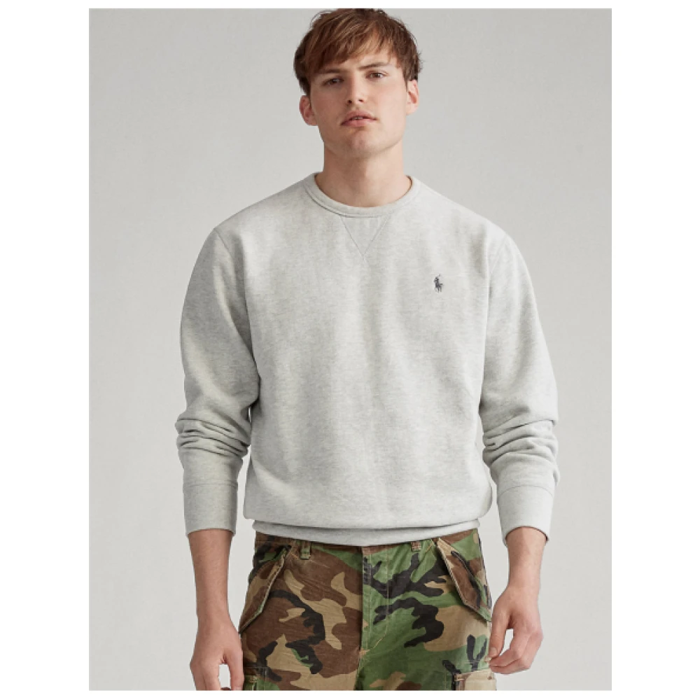 Polo Ralph Lauren Fleece Sweatshirt met V-Inzetstuk en Geborduurde Polo Player Gray Heren