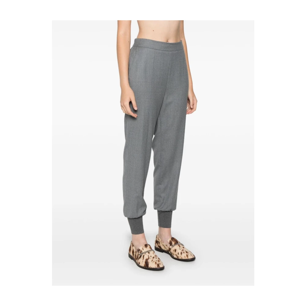 Stella Mccartney Grijze wollen broek met centrale plooien Gray Dames