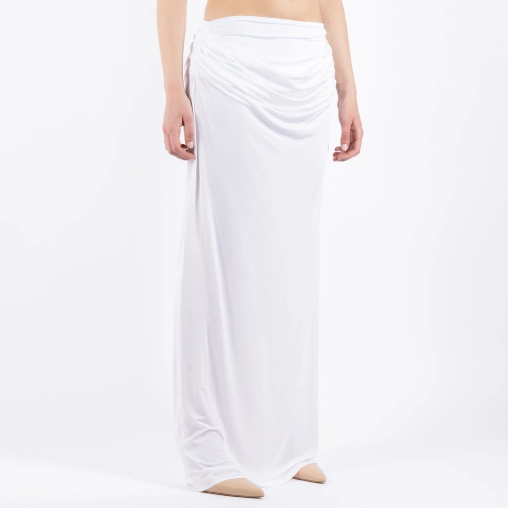 Magda Butrym Witte Midi Jersey Draperen Rok White Dames