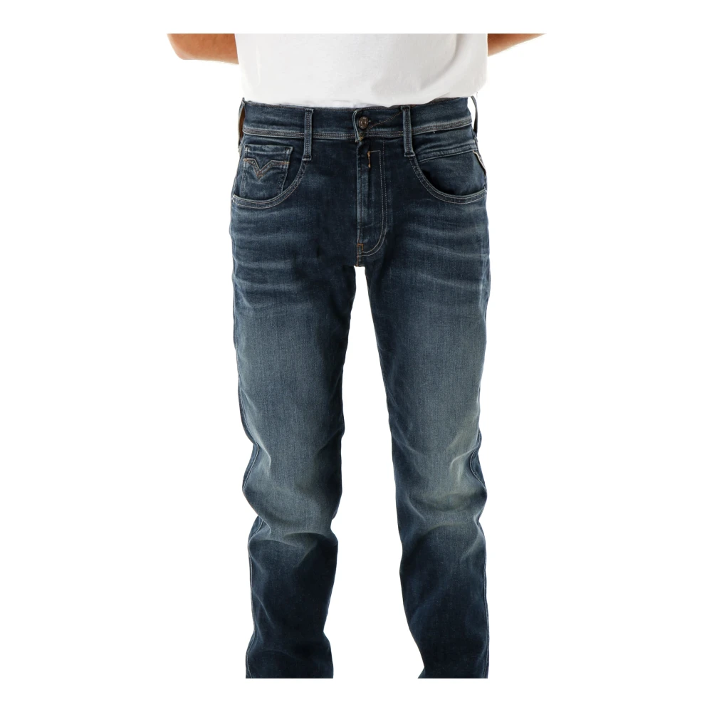 Replay Slim Fit Mid Waist Jeans Blue Heren