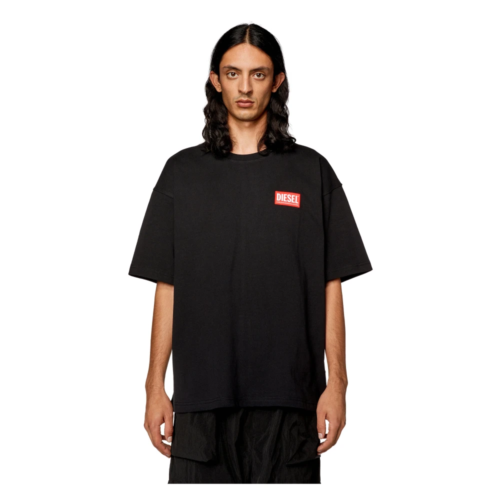 Diesel T-shirt with logo patch Black Heren