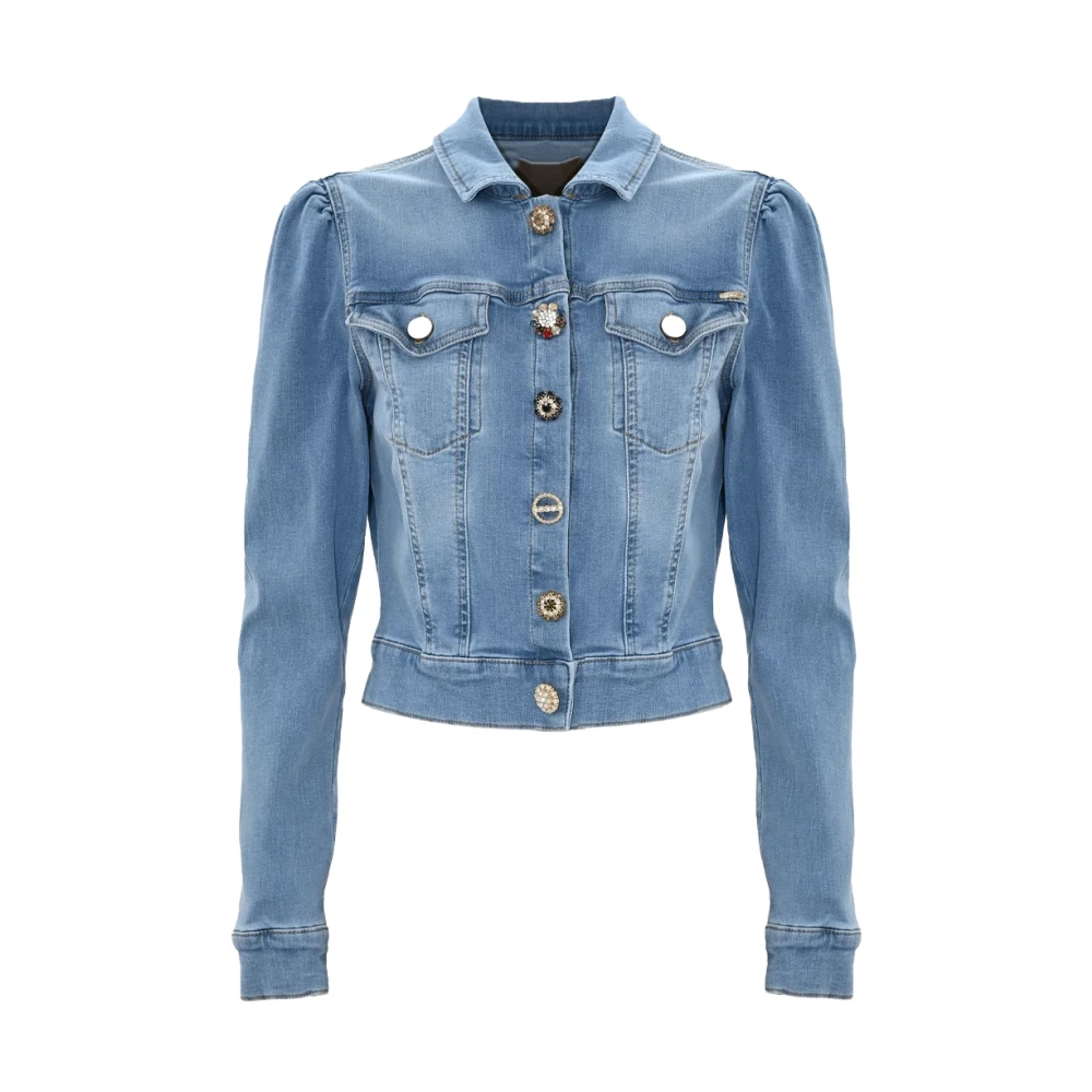 Kocca Blue Cotton Denim Short Jacket With Pockets - Female - Denim Jackets - M - Jackets