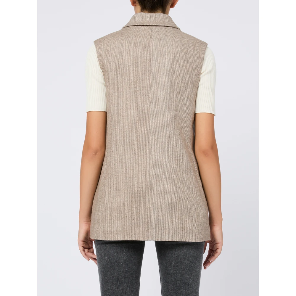 D.Exterior Beige Gebreid Vest Mouwloos Knoopsluiting voor Beige Dames