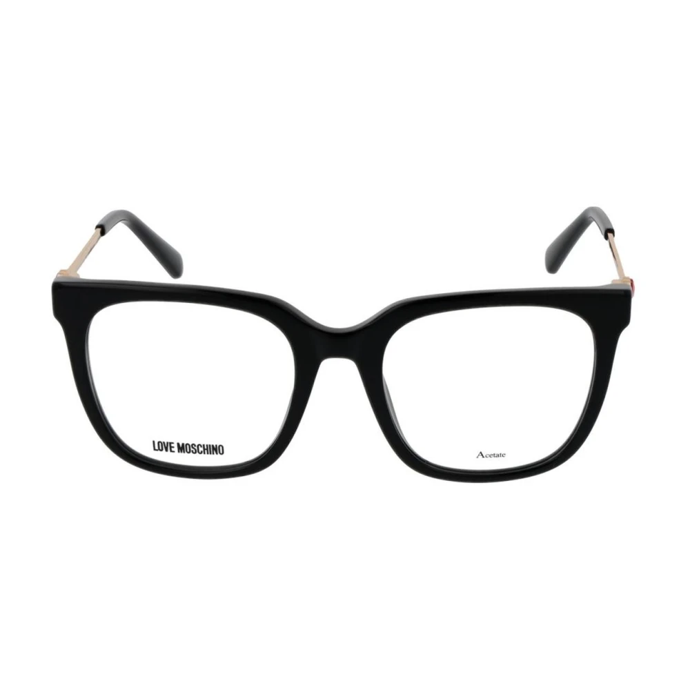 Love Moschino Zwarte Rechthoekige Optische Monturen met Acetaat Black Dames