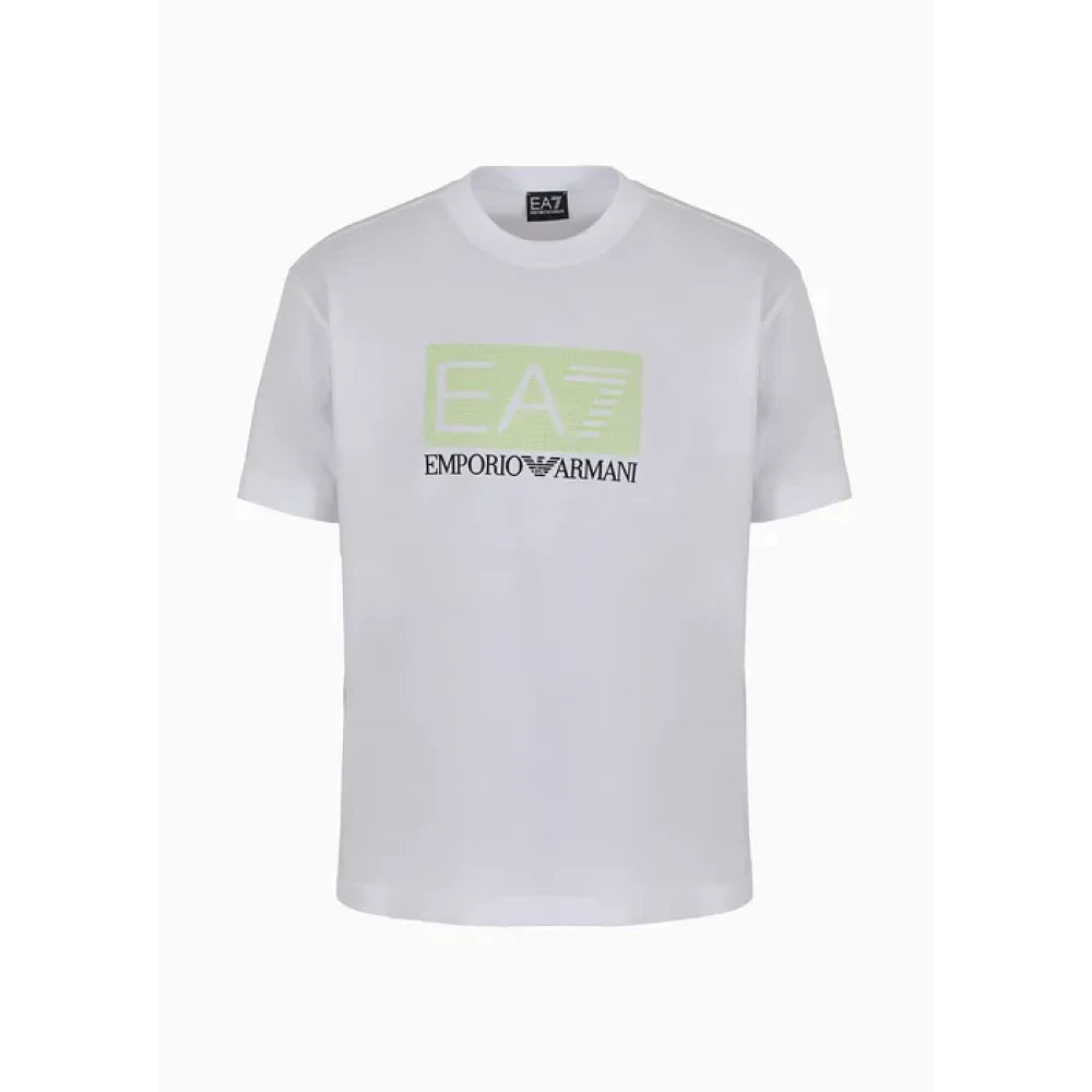 Emporio Armani EA7 Skön T-shirt med EA7 Logo White, Herr