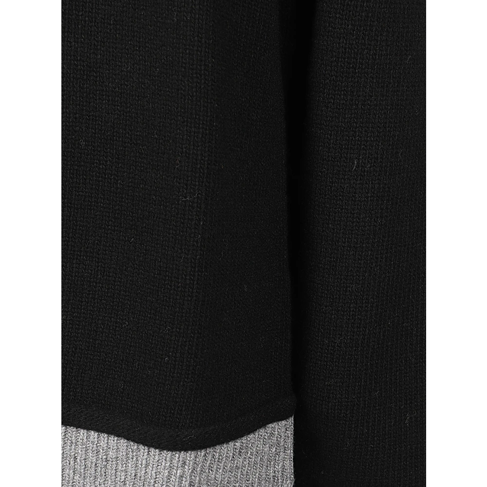 Mauro Grifoni Bicolor wollen trui met ronde hals Black Heren