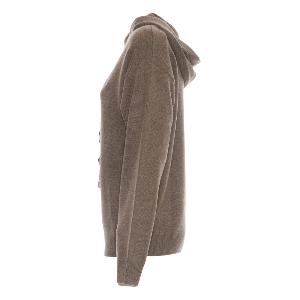 MC2 Saint Barth Hazelnoot Gebreide Hoodie Sweatshirt Aw24 Brown Dames