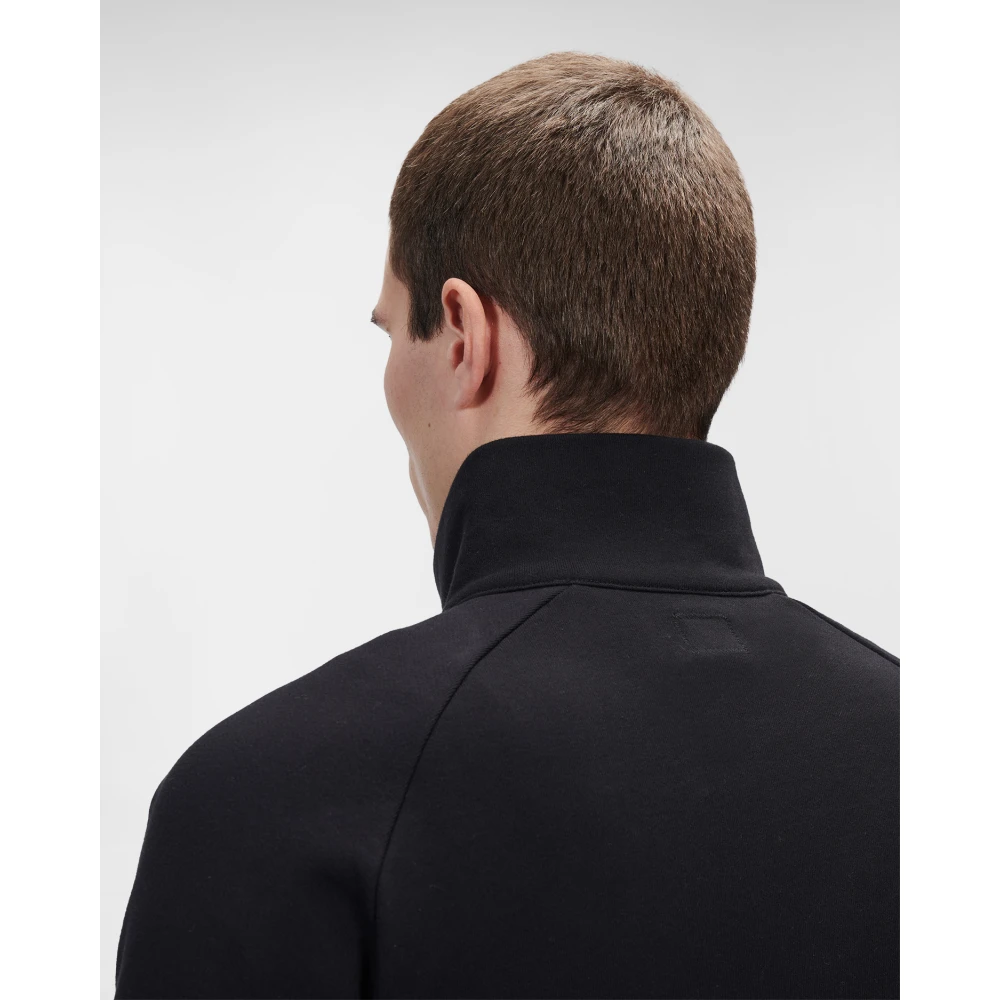 C.P. Company Diagonaal Verhoogd Fleece Opstaande Kraag Sweatshirt Black Heren