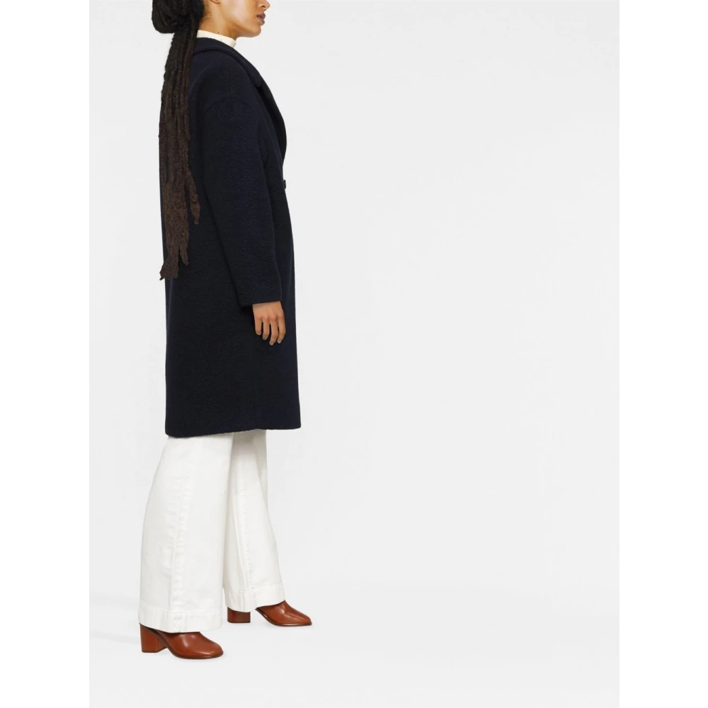 Harris Wharf London Navy Wollen Double-Breasted Jas Blue Dames