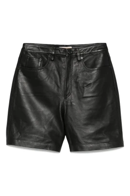 Svarta läder pojkvän shorts