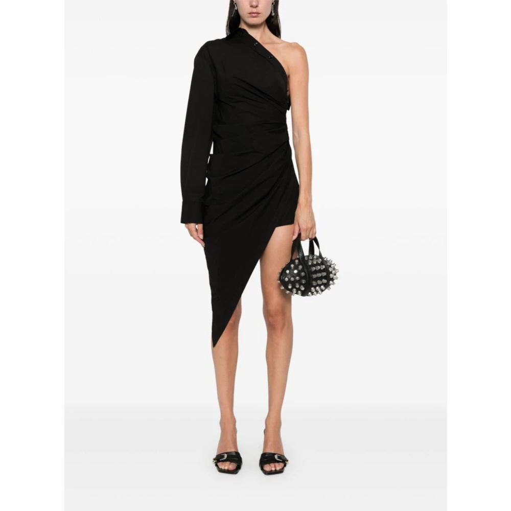 alexander wang Zwarte Asymmetrische Korte Feestjurk Black Dames