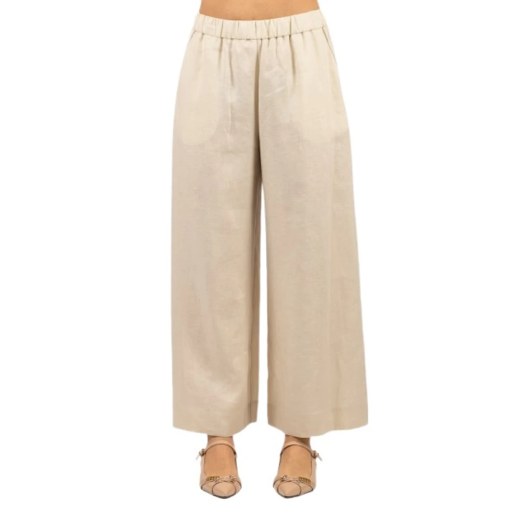 Max Mara Studio Vrouw Beige Broeken Dames, S, Wijde Broeken