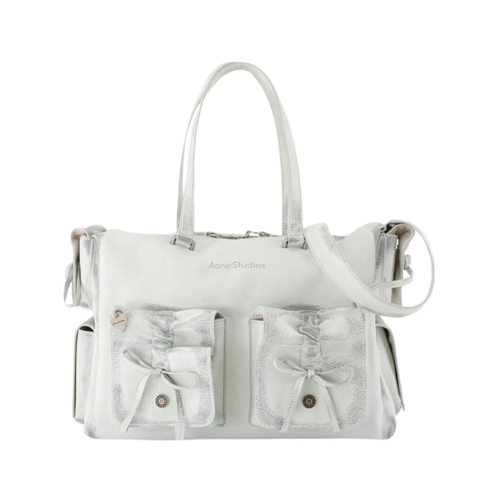 Acne Studios Women's White Tote Bags, One Size, Leather Multipocket Shoulder Bag