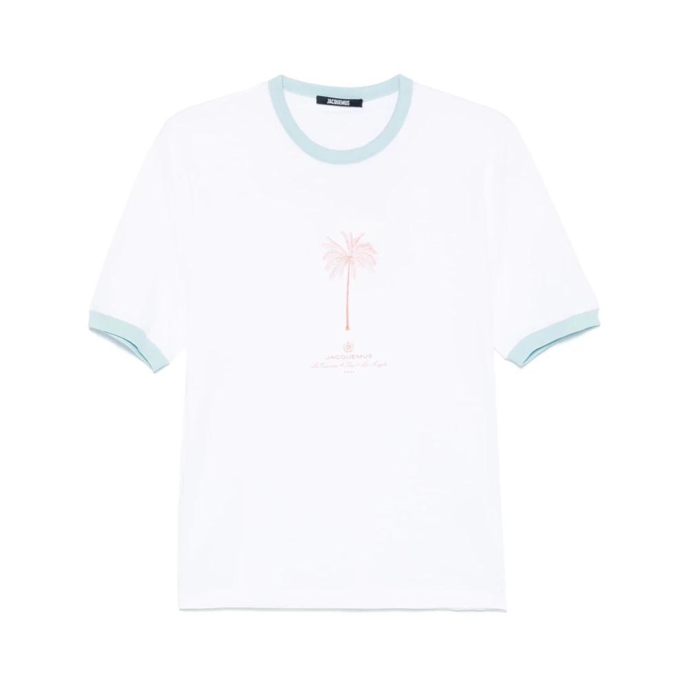 Jacquemus Witte Logo Print Korte Mouw Tee White Heren