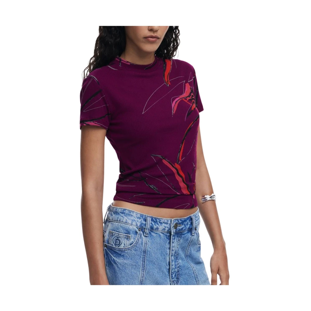 Desigual Donna Viola Lala T-Shirt A Maniche Corte