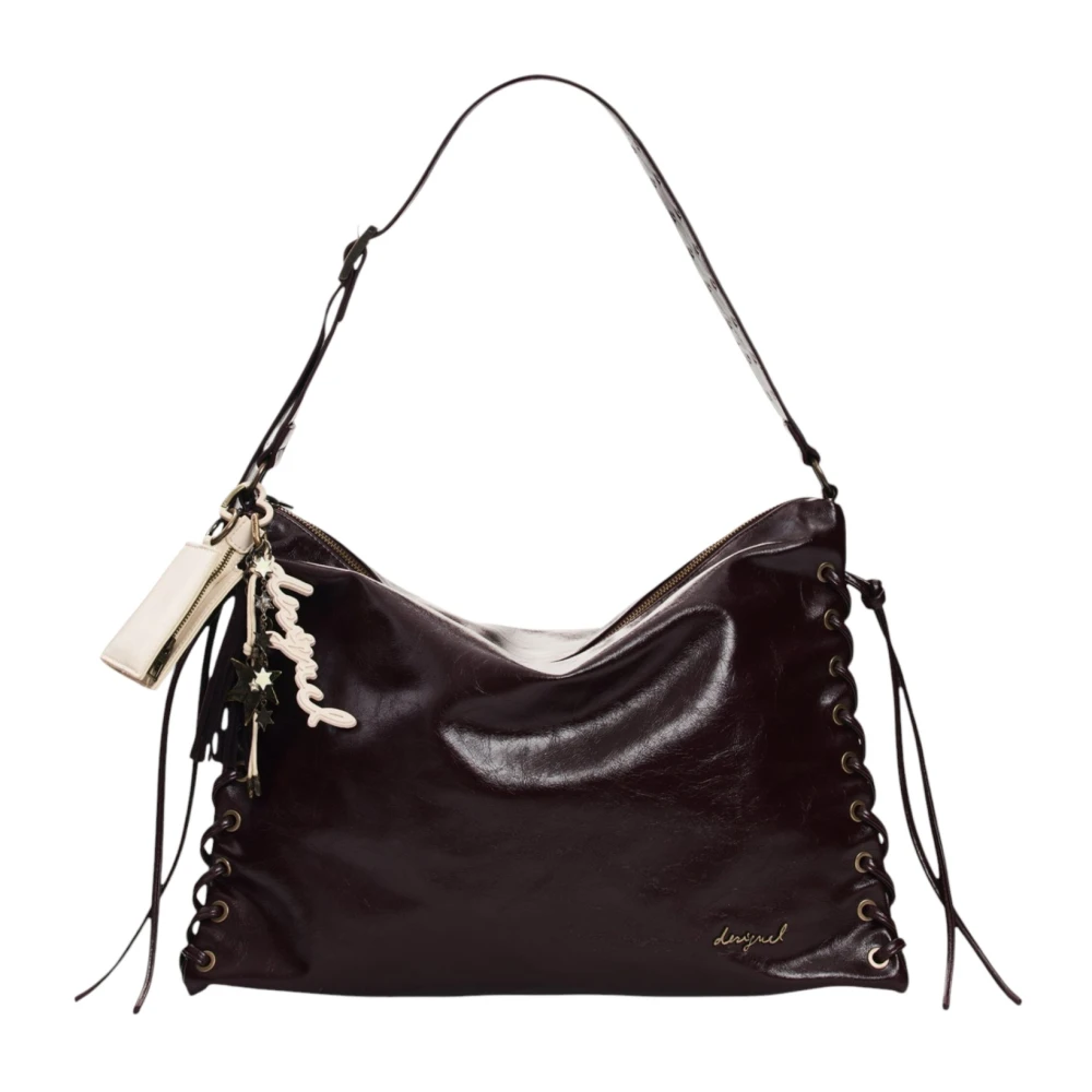 Desigual Donna Marrone Borsa Grande Intrecciata Brillante, Poliuretano, U - Immagine 3