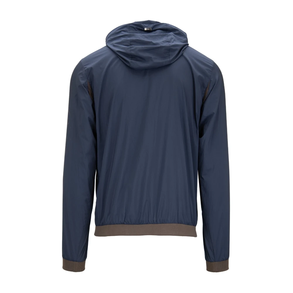 Herno Heren Zip Jas met Capuchon Blue Heren